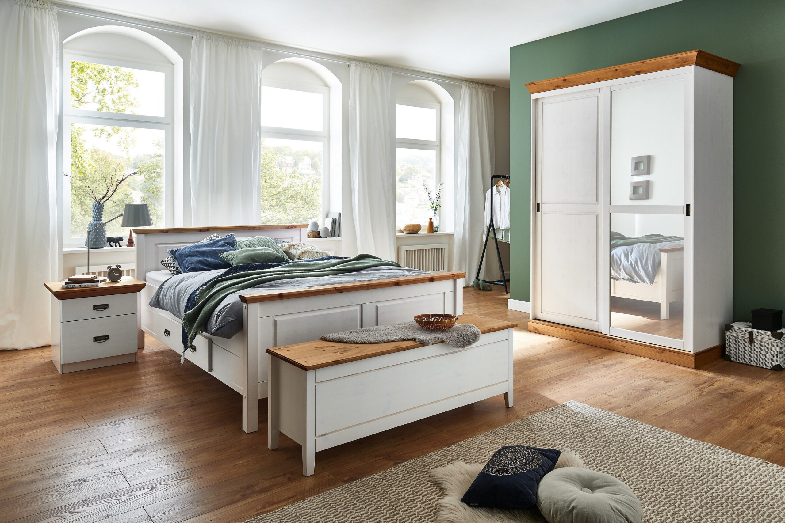 Bergen Von Jumek Möbel - Landhaus Schlafzimmer-Set Weiß-Braun inside Landhaus Schlafzimmer Weiß