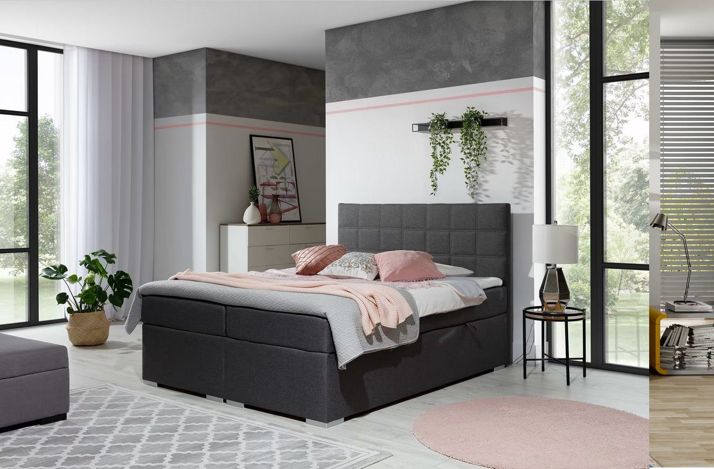 Doppelbett Mit Federkernmatratze Designer Bett Schlafzimmer Modern intended for Design Schlafzimmer