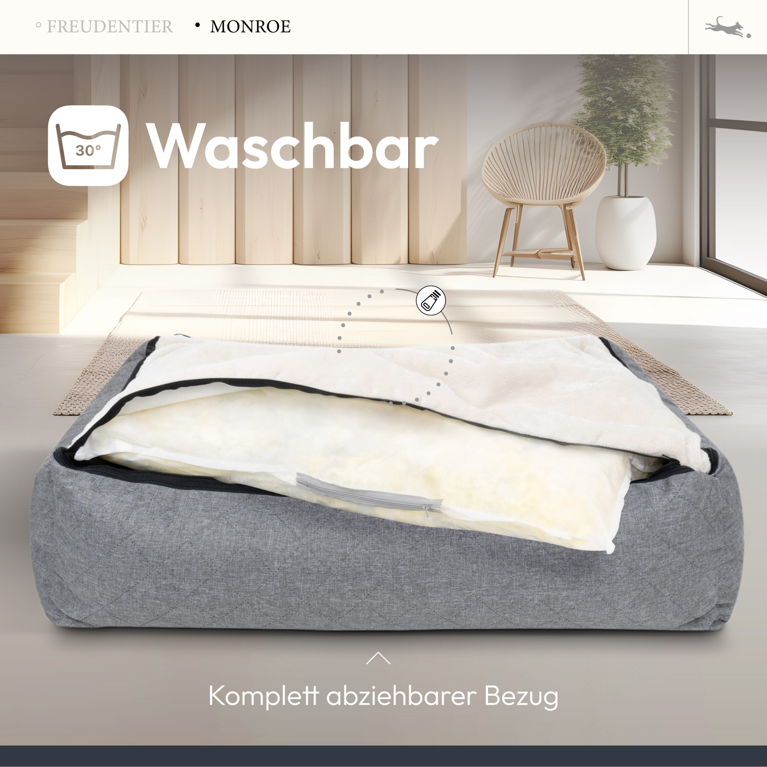 Freudentier Orthopädisches Hundebett Mit Memory Foam, Edel Gesteppt M within Hundebett Im Schlafzimmer