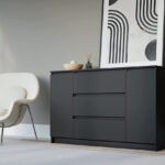 Kommode 140 Cm Mit 2 Türen Und 3 Schubladen In Schwarz – Modernes Sideboard  Mit Viel Stauraum – 140 X 78 X 39Cm (B/H/T) Sideboard Wohnzimmer, With Regard To Sideboard Für Schlafzimmer