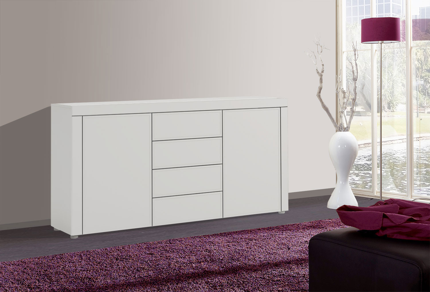 Kommode &quot;Kvantum&quot; Sideboard 152Cm Weiß Matt Mdf regarding Kommode Schlafzimmer Weiß Matt