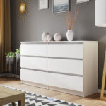 Mirjan24 Kommode Malwa M6 140, Stilvoll Sideboard Mit 6 Schubladen,  Schlafzimmer Highboard, Modern Kollektion (Weiß) Inside Sideboard Weiß Schlafzimmer