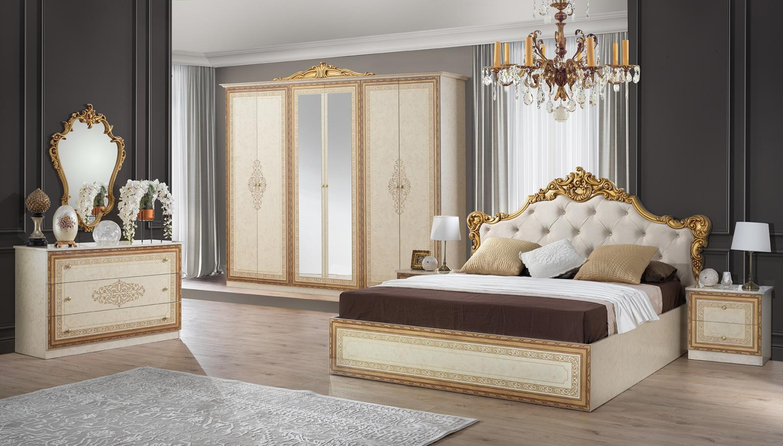 Schlafzimmer Anett In Beige Gold-An-Sz-Bg within Tv Wandhalterung Schlafzimmer