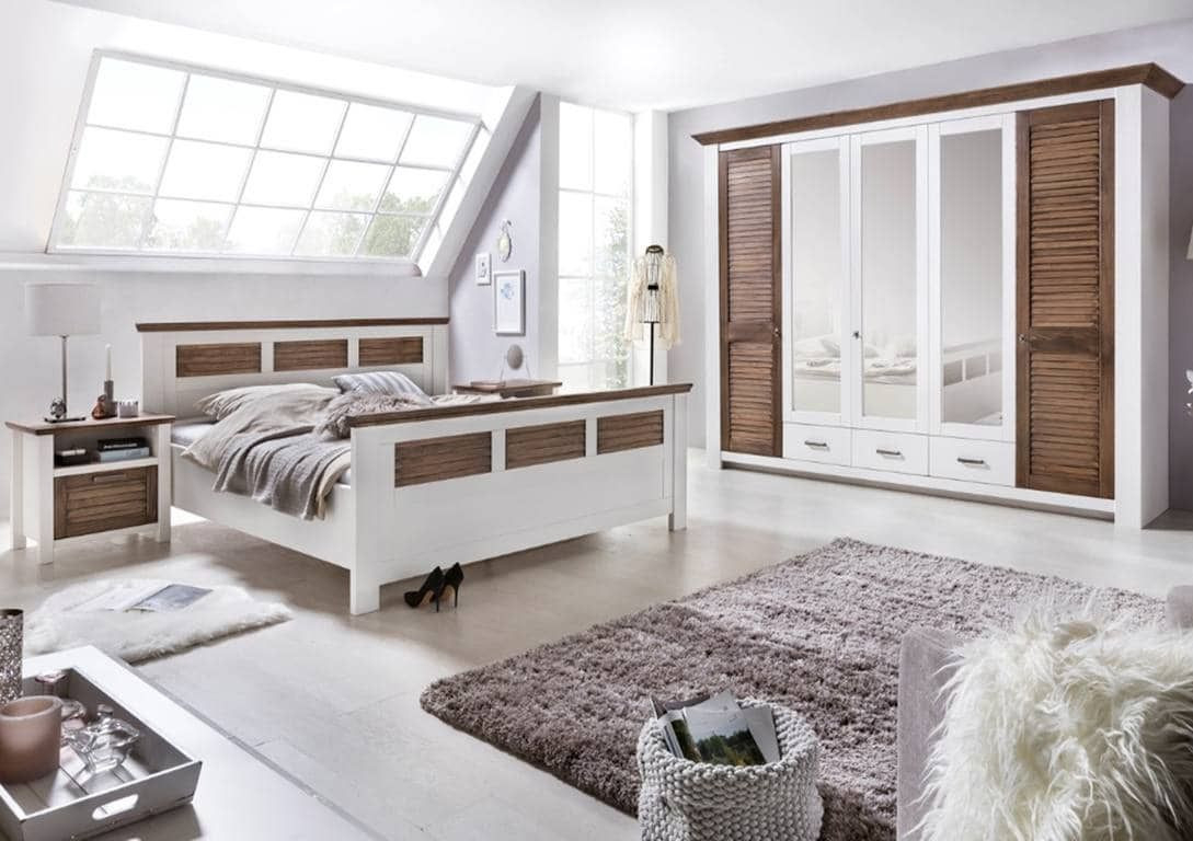 Schlafzimmer Komplett Landhausstil Pinie Weiss Terra Absetzungen for Landhaus Schlafzimmer Weiß