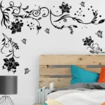 Wandtattoo Wandaufkleber Blumen Ranke Rebe Schwarz Wohnzimmer Schlafzimmer  Dekor With Wandtattoo Schlafzimmer Blumen