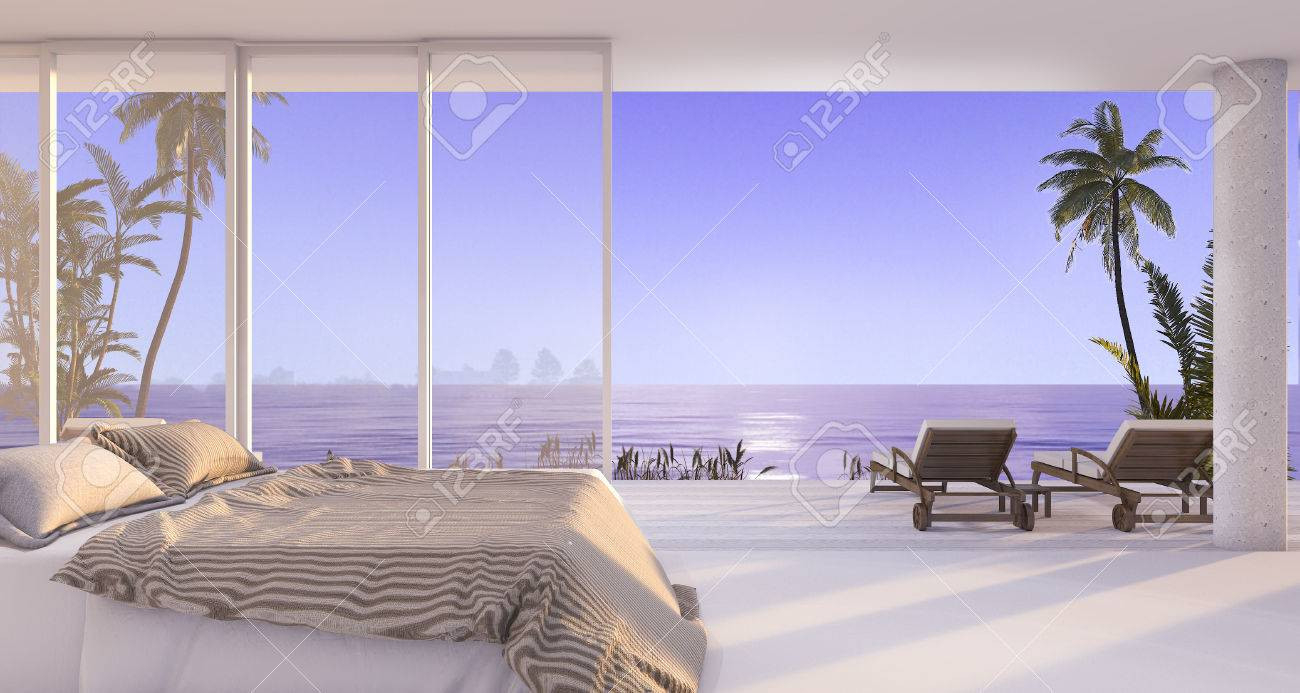 3D-Rendering Luxus Villa Schlafzimmer In Der Nähe Von Strand Und pertaining to Villa Schlafzimmer