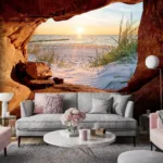 Fototapete 3D Strand Sand Sonne Panorama Höhle Tapete Wohnzimmer  Schlafzimmer For 3 D 3D Tapete Schlafzimmer