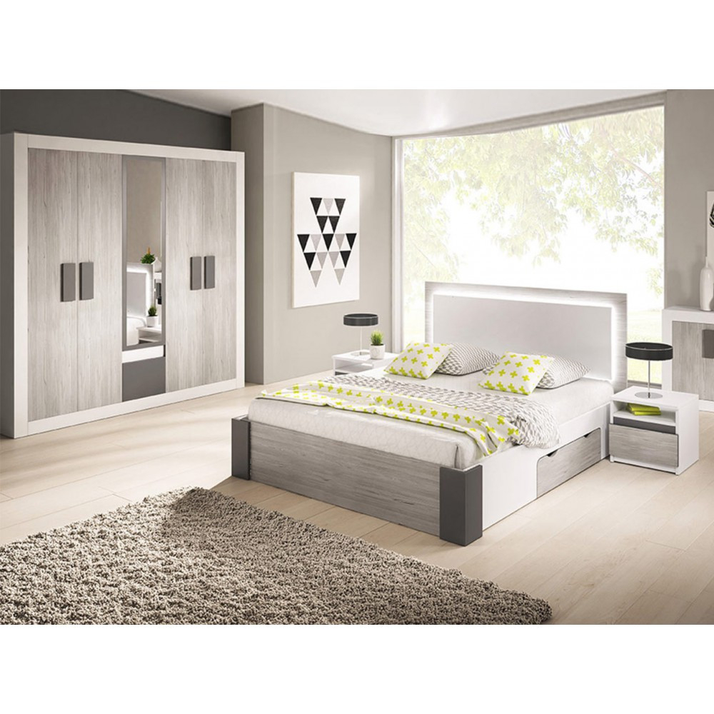 Schlafzimmer-Set Aus Bett, Kleiderschrank, Nachttisch Helios Iv for Schlafzimmer Schrank Bett